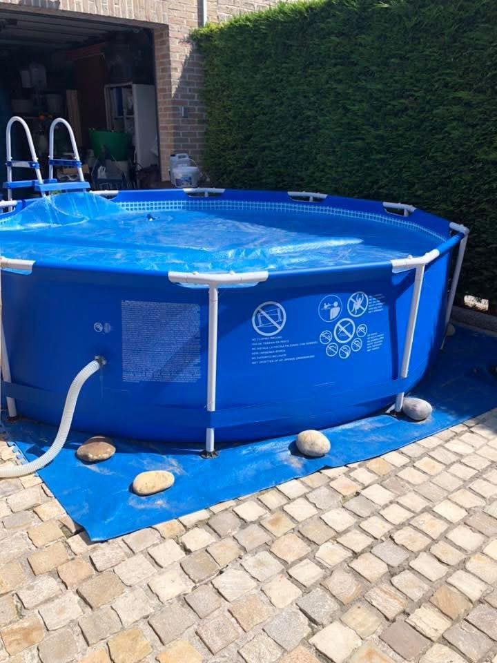 Piscine Intex+filtre+skimmer+dalles, 200 à 400 cm, 300 cm ou plus, Rond, Enlèvement