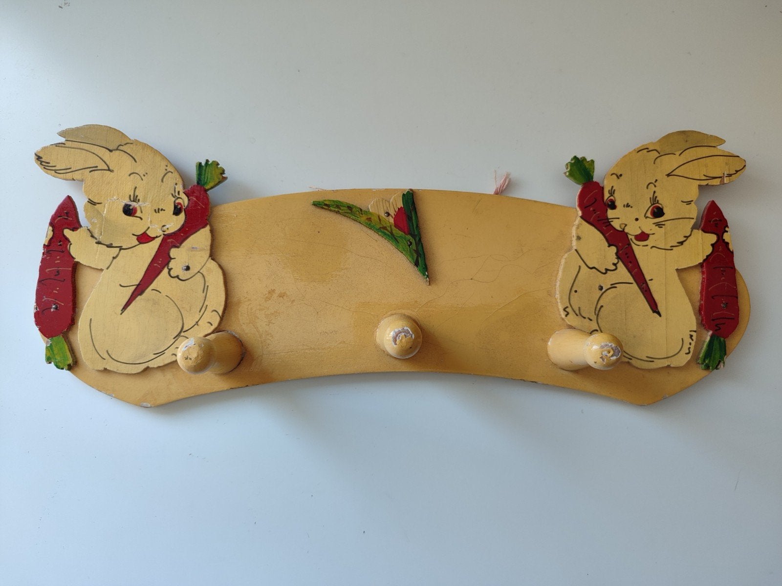 Vintage houten kapstok kinderkamer konijn jaren 60, Enlèvement ou Envoi