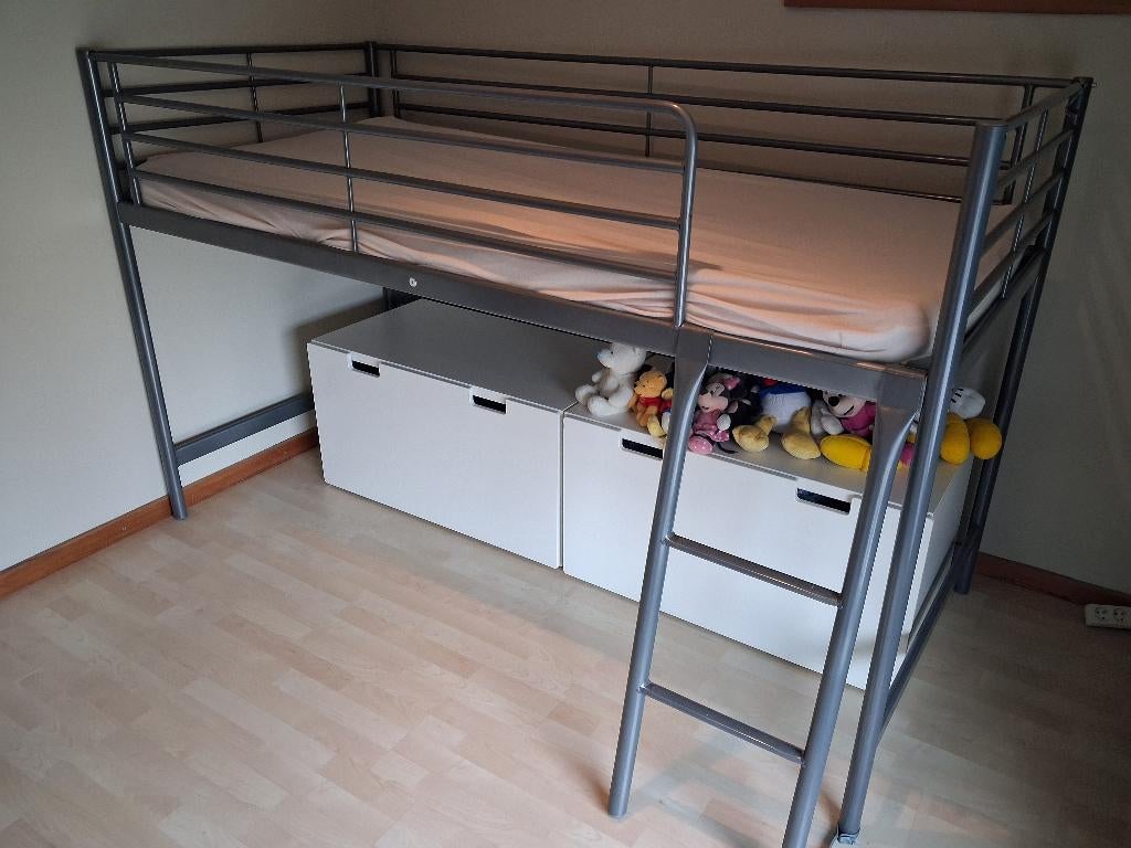 Semi hoogslaper 1 persoon : 90 x 2m zonder matras, Ophalen, Zo goed als nieuw, Hoogslaper