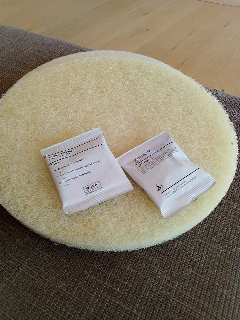 Schuurpads voor parket + Woca Invisible Oil 25ml testers, Ophalen, Nieuw, Overige materialen, Parket