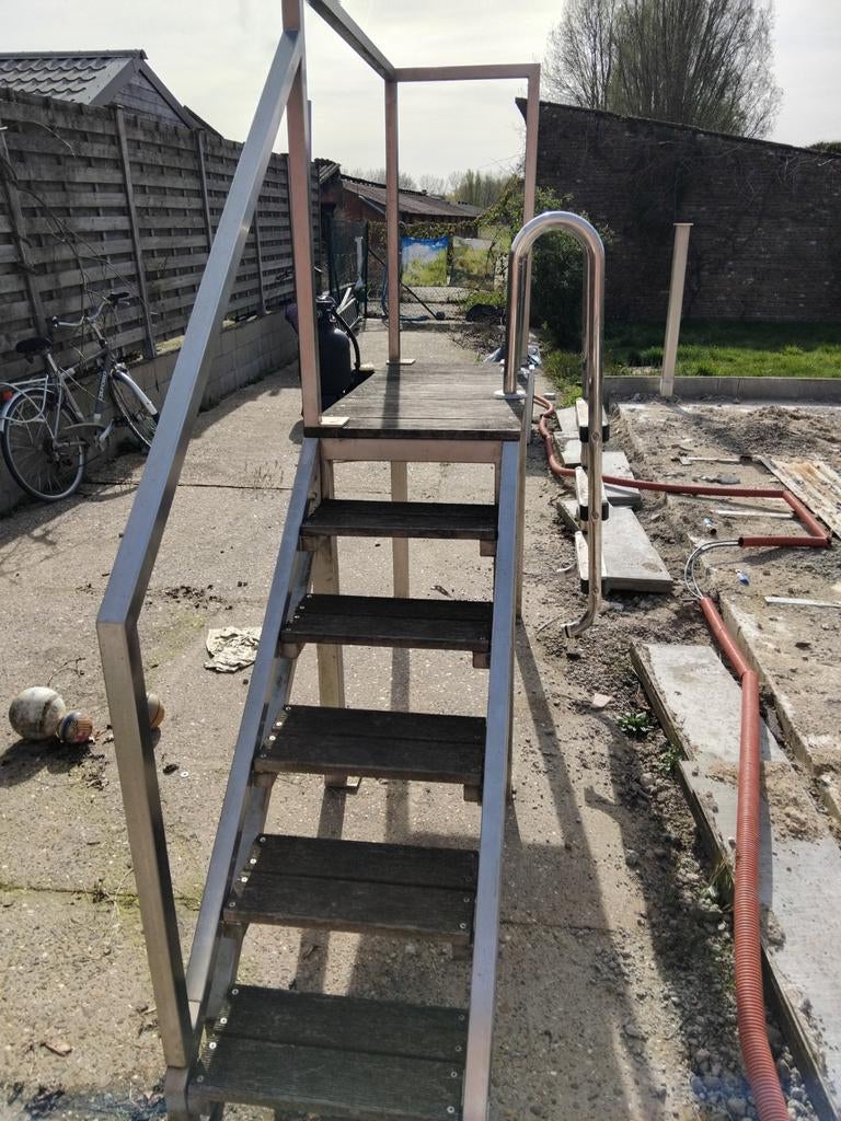Inox trap zwembad inclusief inox hangladder zwembad, Ophalen, Trap