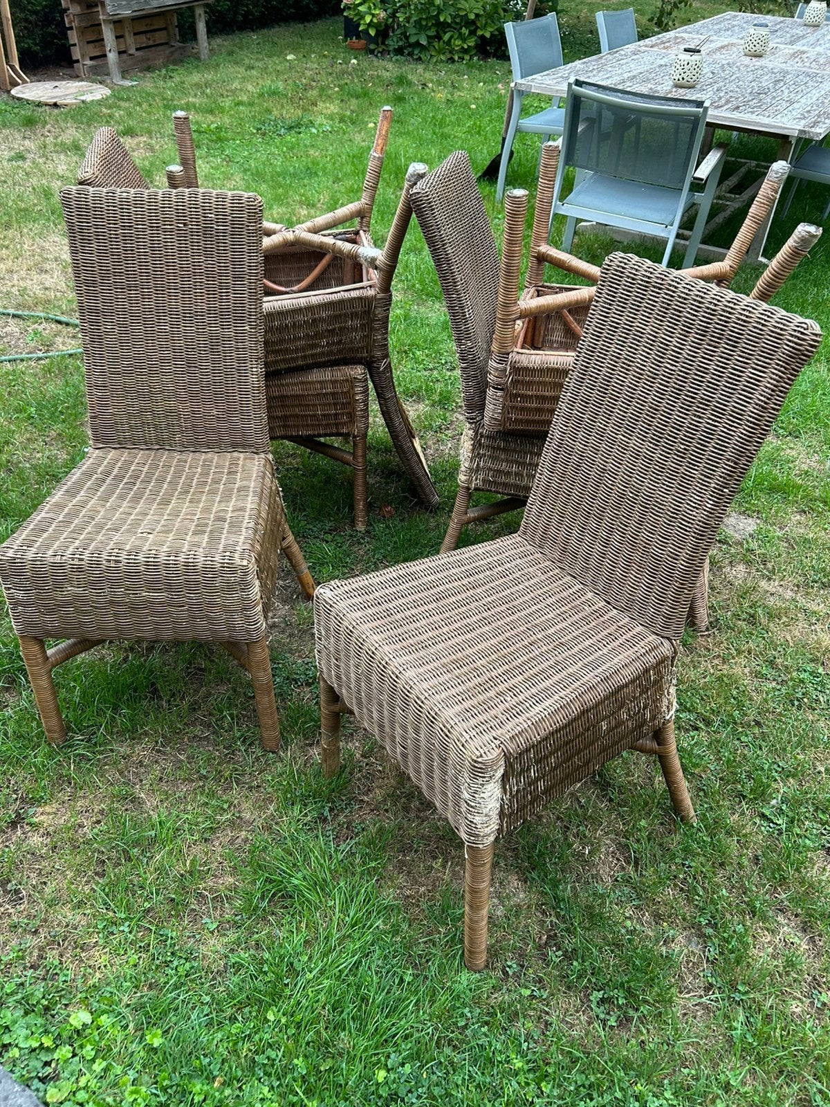 8 chaises en osier, Maison & Meubles, Chaises, Enlèvement, Utilisé, Osier ou Rotin, Cinq, Six Chaises ou plus