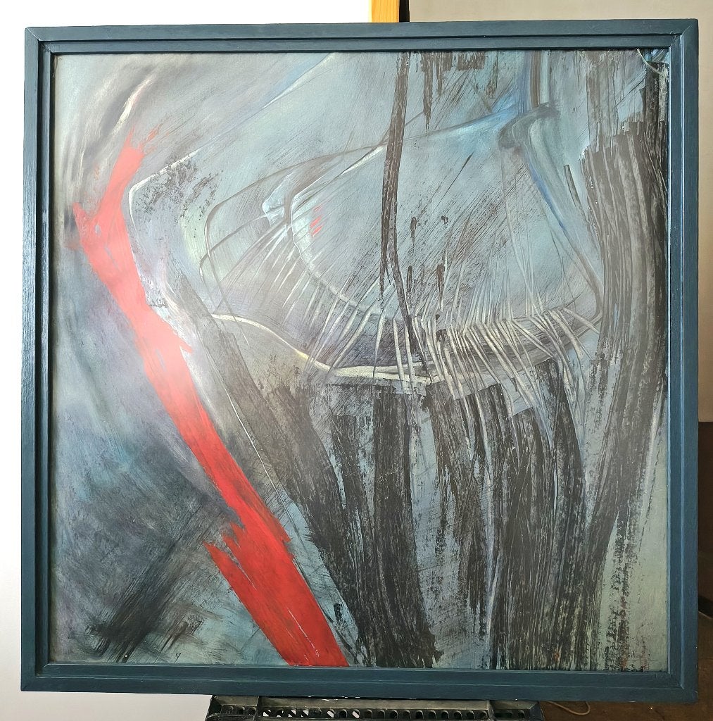 Schilderij, abstrakt, Martina, blauw en rood, Ophalen, Zo goed als nieuw, Schilderij