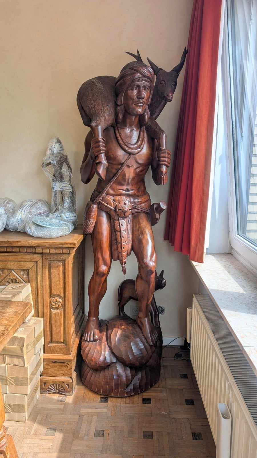Grote houten indiaan houtsnijwerk, Ophalen, Hout, Beeld