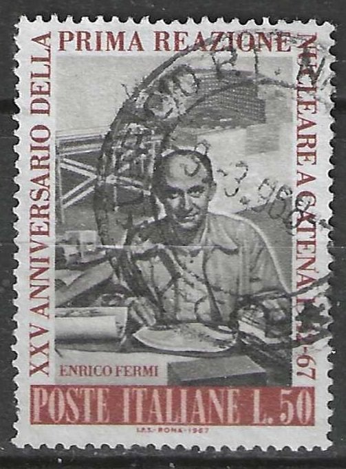 Italie 1967 - Yvert 991 - Enrico Fermi - 50 l. (ST), Timbres & Monnaies, Timbres | Europe | Italie, Envoi, Affranchi