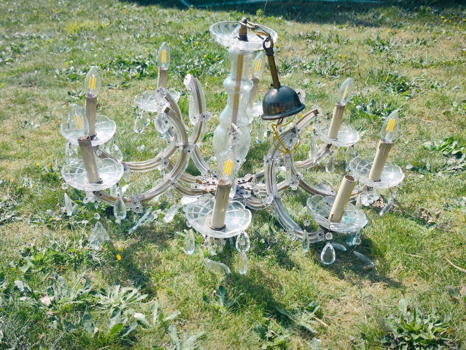 Kristallen 8-arms kroonluchter, Ophalen, Gebruikt, Kunststof, E14 (klein)