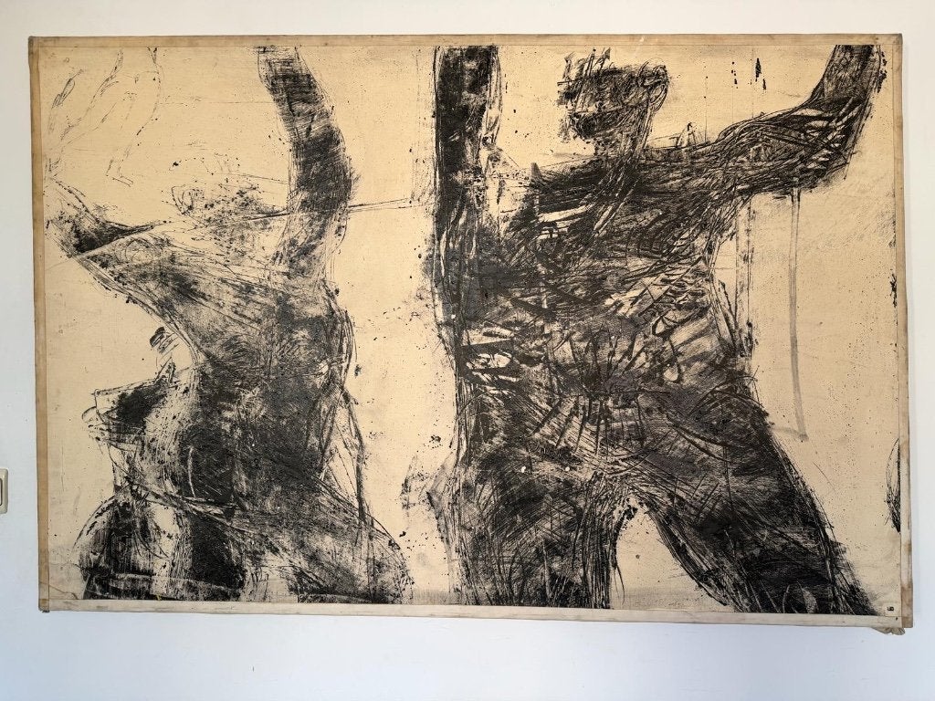Frédéric Dufoor, Tableau Silhouettes juin 1969, 100 x 150 cm, Ophalen, Gesigneerd, Abstract