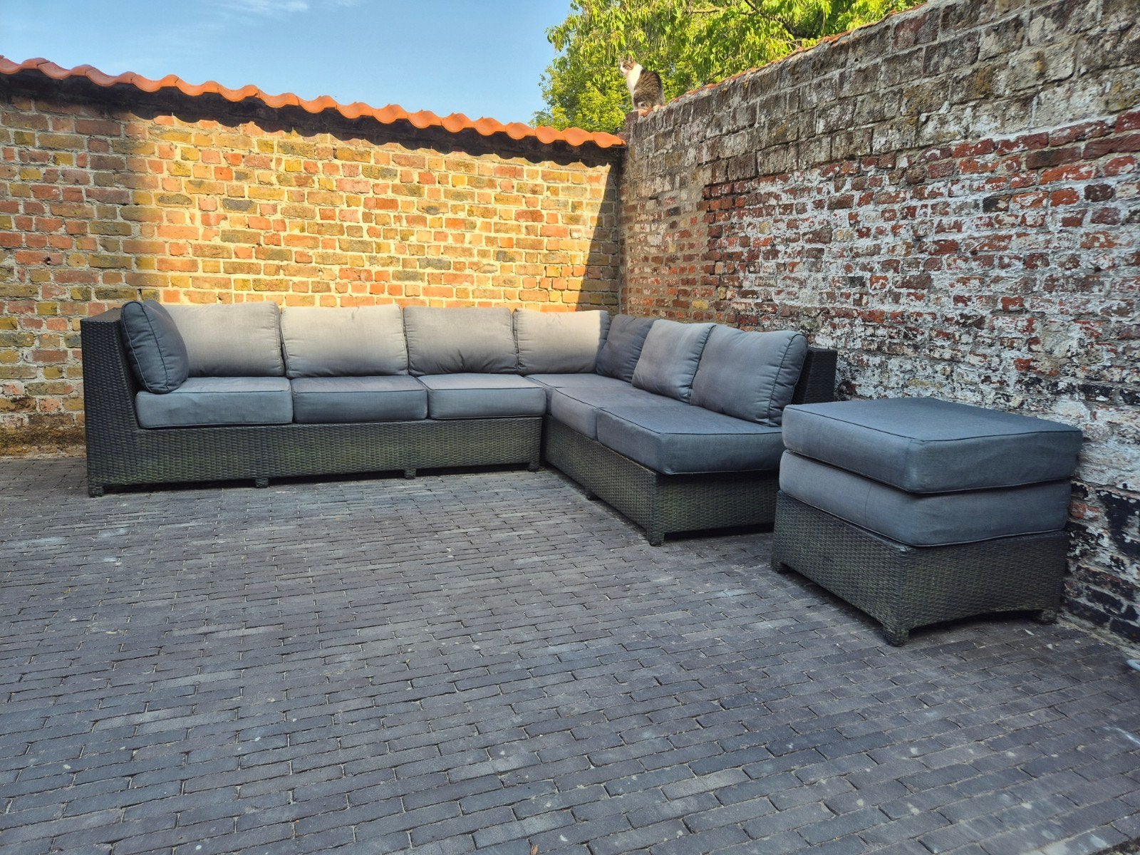 Tuinset/lounge met dikke kussens. Moldulair opstelbaar, Osier, Banque, Utilisé, Sets de jardin