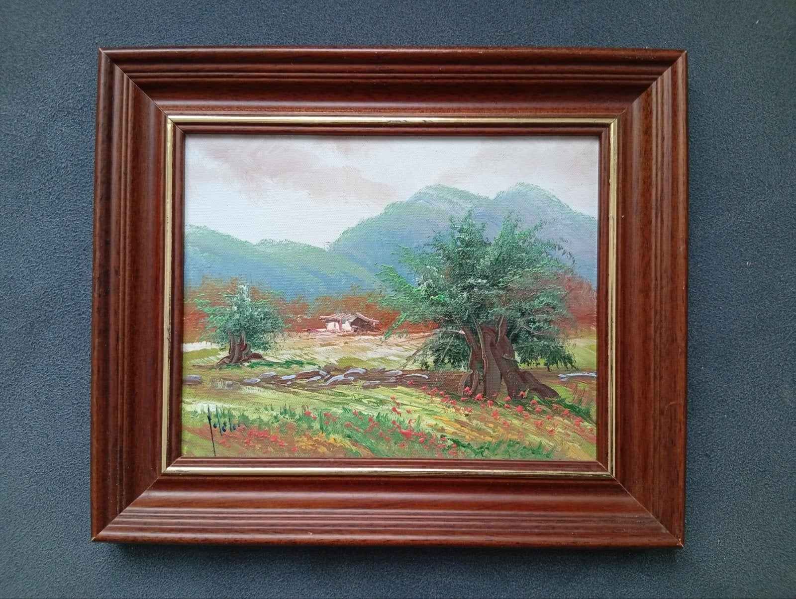 Tableau peinture à l'huile paysage nature encadré, Enlèvement ou Envoi, Peinture à l'huile, Paysage, Vintage