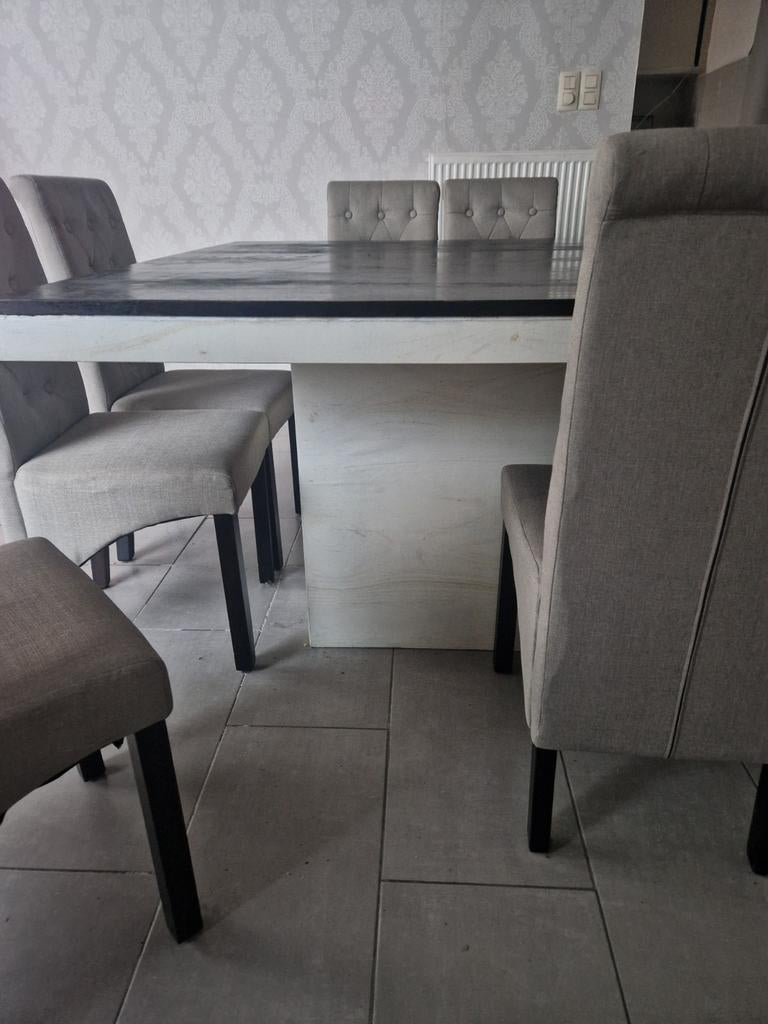 Table à manger et chaises de 1m40, Enlèvement, Comme neuf, Landelijk, 6 à 8 chaises