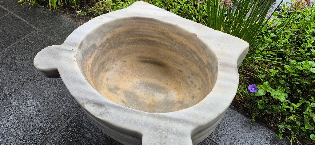 Massief marmeren doopfont,waterornament., Antiek en Kunst, Ophalen