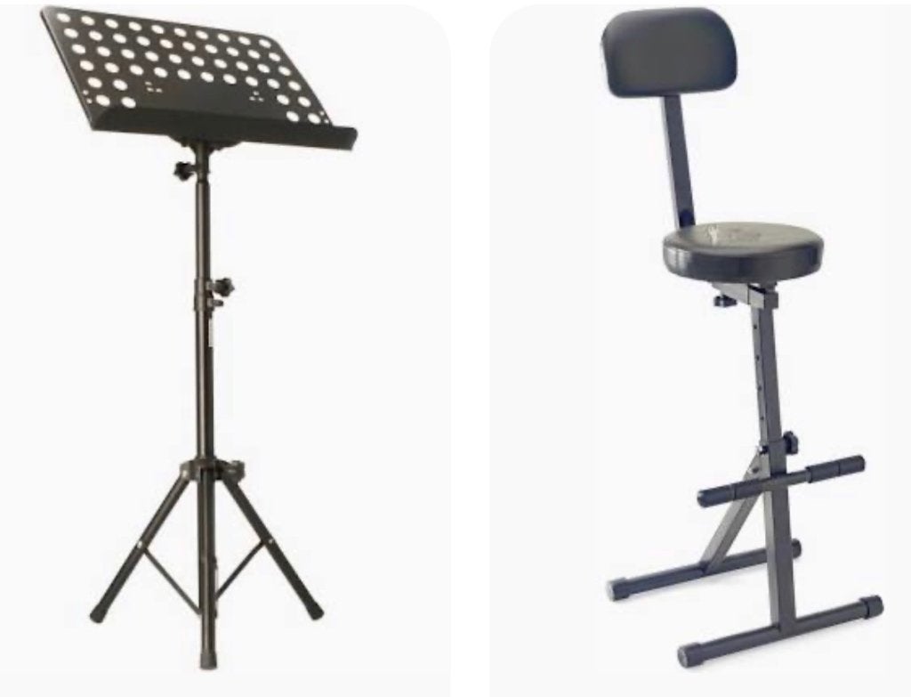 Muziekstandaard + stoel, Muziek en Instrumenten, Standaarden, Ophalen, Zo goed als nieuw, Muziekstandaard