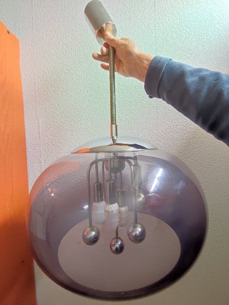 Vintage hanglamp jaren'60 door Fratelli Giannelli / Firenze, Huis en Inrichting, Ophalen, Kunststof, Zo goed als nieuw, E27 (groot)