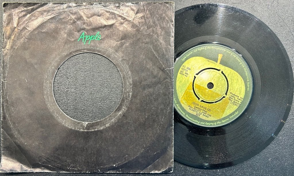7# obscure Apple 7# BILL ELLIOT (JOHN LENNON) - God save us, Pressage original, Enlèvement ou Envoi, 7 inch, Utilisé