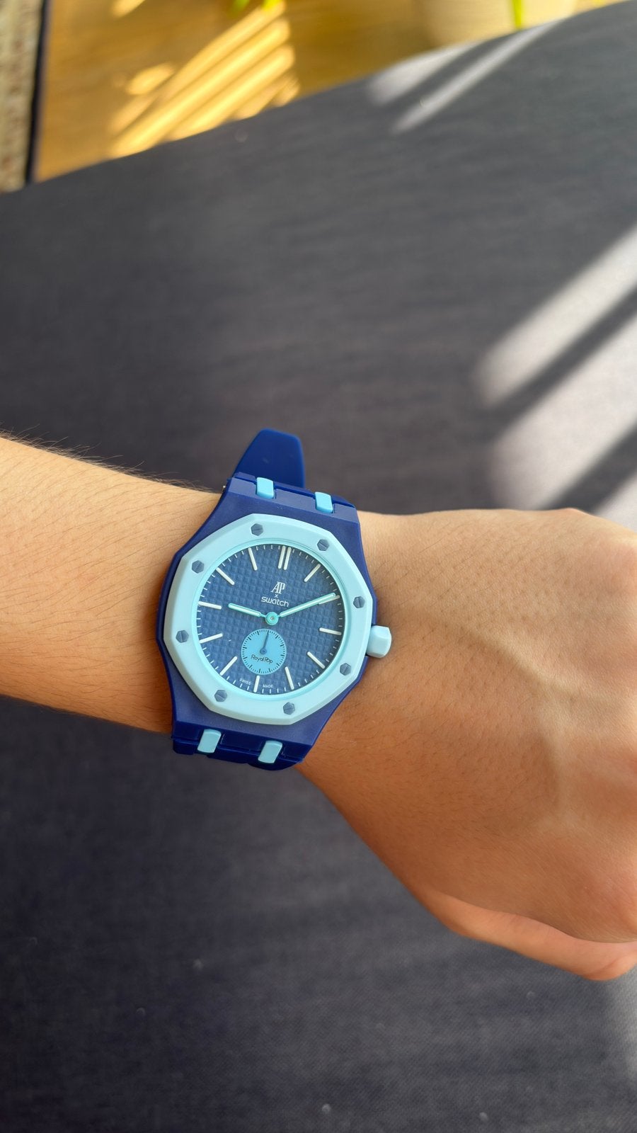 AP x Swatch blauw + bandje, Handtassen en Accessoires, Ophalen, Nieuw, Zakhorloge, Swatch
