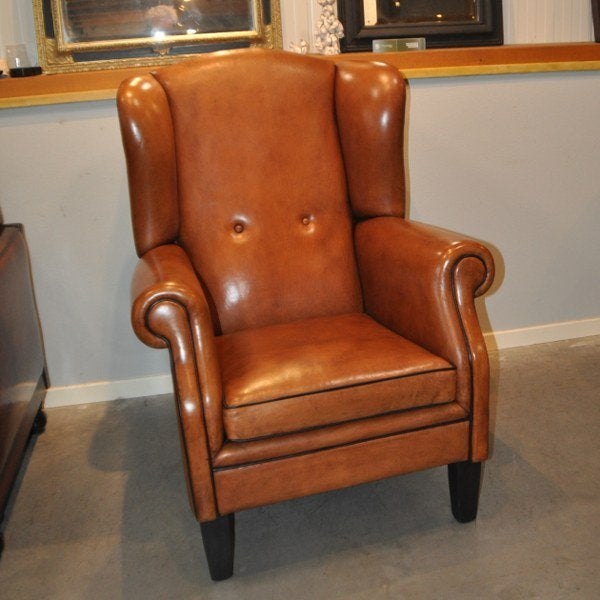 Londen, grote schapenleren oorfauteuil in nieuwstaat, Ophalen