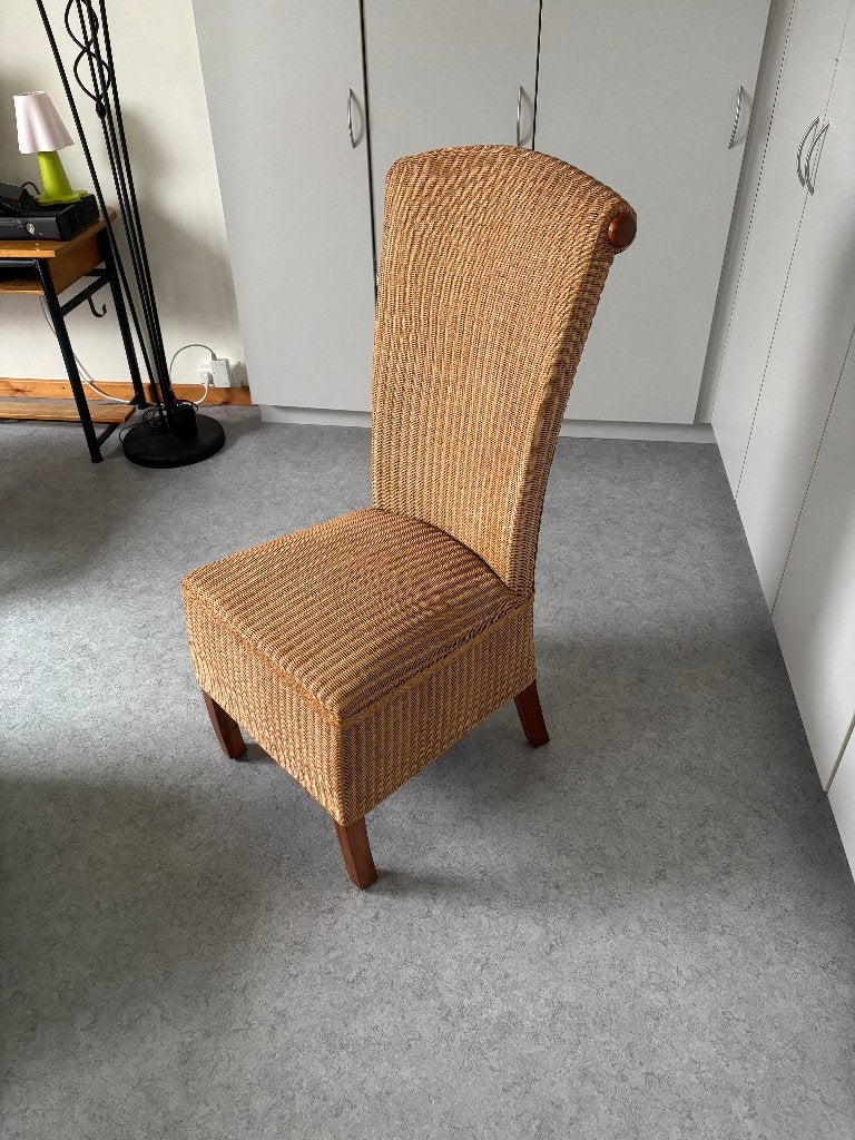 6 rieten stoelen, Ophalen, Gebruikt, Bruin, Riet of Rotan
