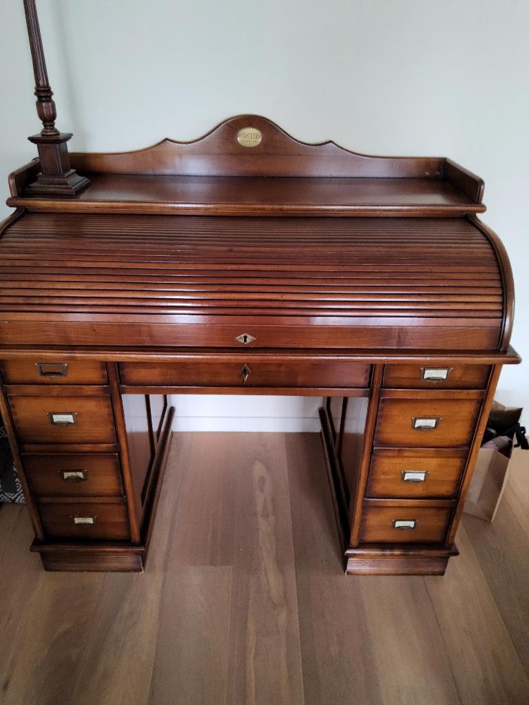 VINTAGE ROLLUIK BUREAU, Autres marques, Vintage, Avec tiroirs, Bois
