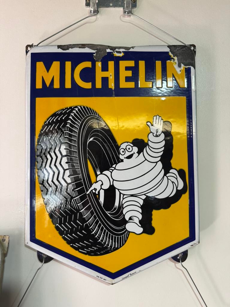 MICHELIN banden emaille reclamebord, Verzamelen, Ophalen of Verzenden, Gebruikt, Reclamebord