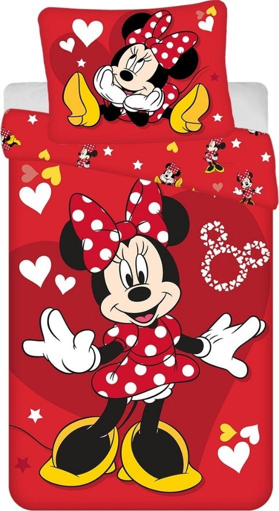 Minnie Mouse Dekbedovertrek 140 x 200 cm - Disney - Katoen, Double face, Enlèvement ou Envoi, Housse de couette, Lit simple