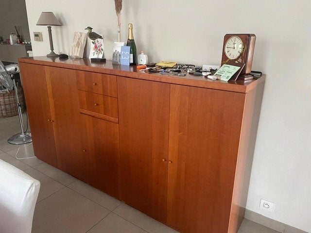 Dressoir + tafel en 6 stoelen en extra tafelblad, Ophalen, Gebruikt, 4 tot 6 stoelen