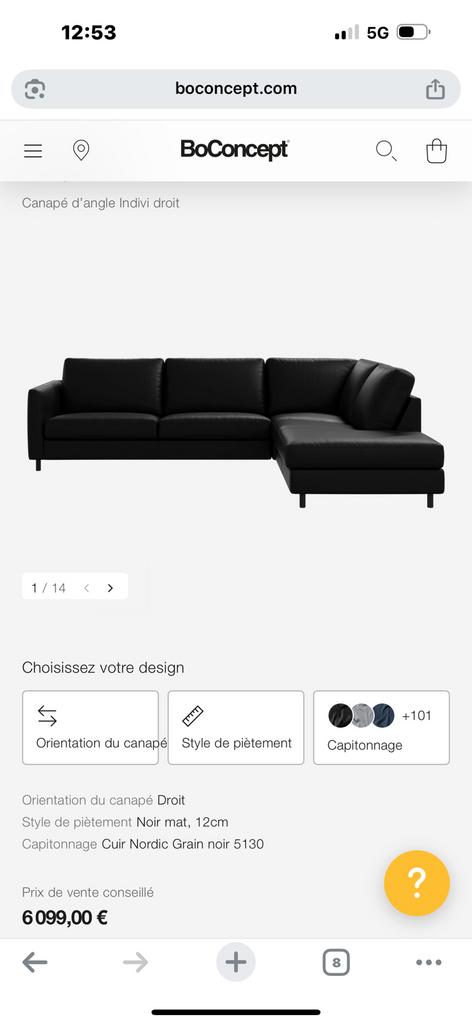 Canapé cuir Boconcept, Enlèvement, Comme neuf, Cuir
