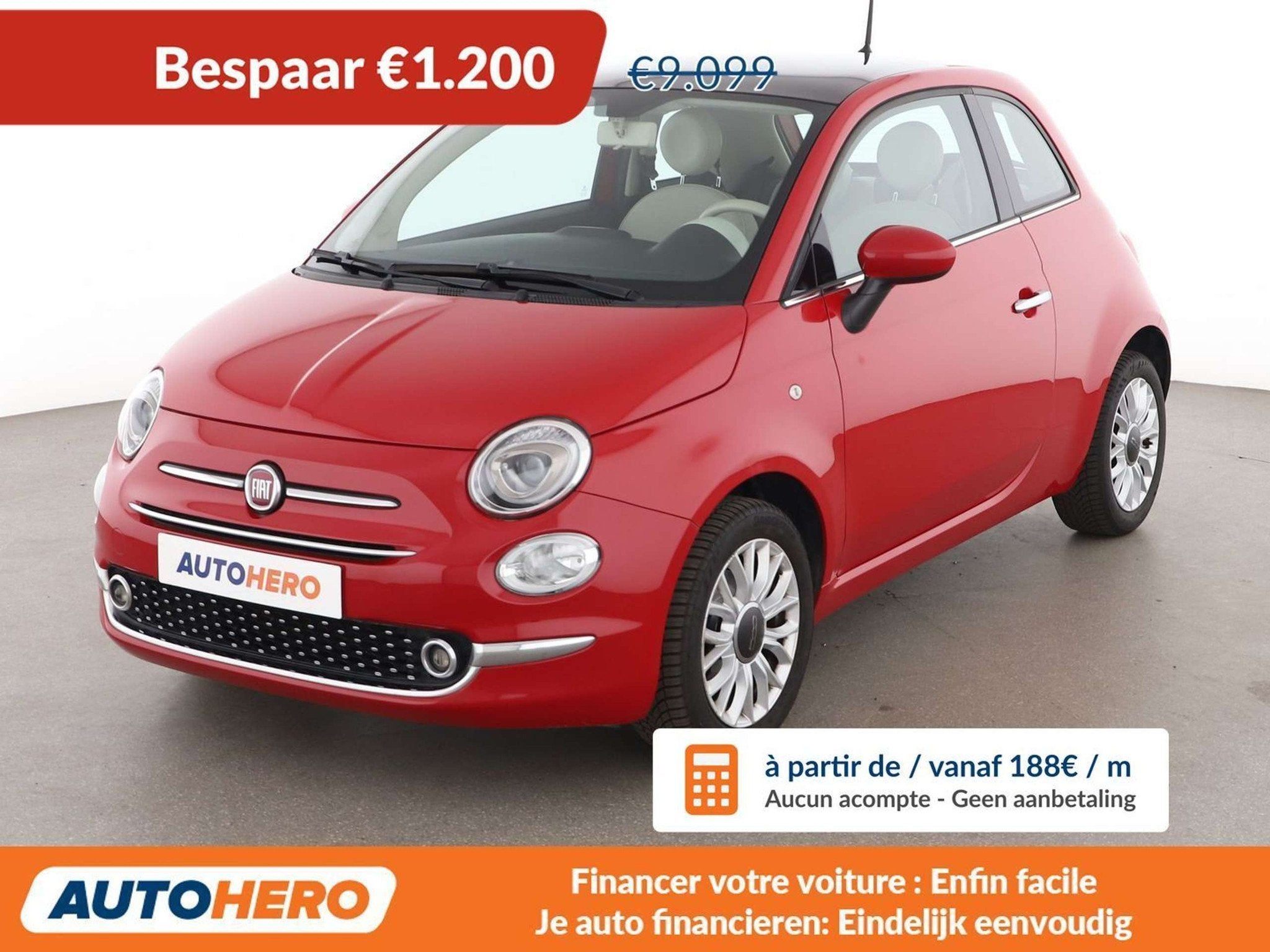 Fiat 500 1.2 Lounge (bj 2018), Auto's, Voorwielaandrijving, 4 zetels, Stof, Gebruikt