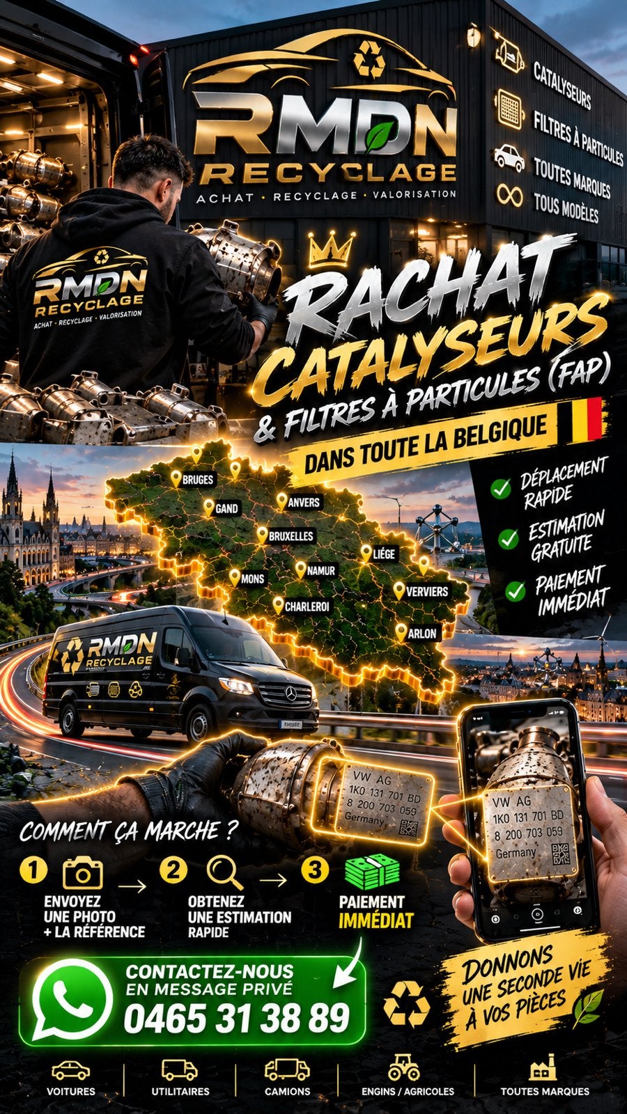 Rachat catalyseur et filtre à particules au meilleur prix, Enlèvement