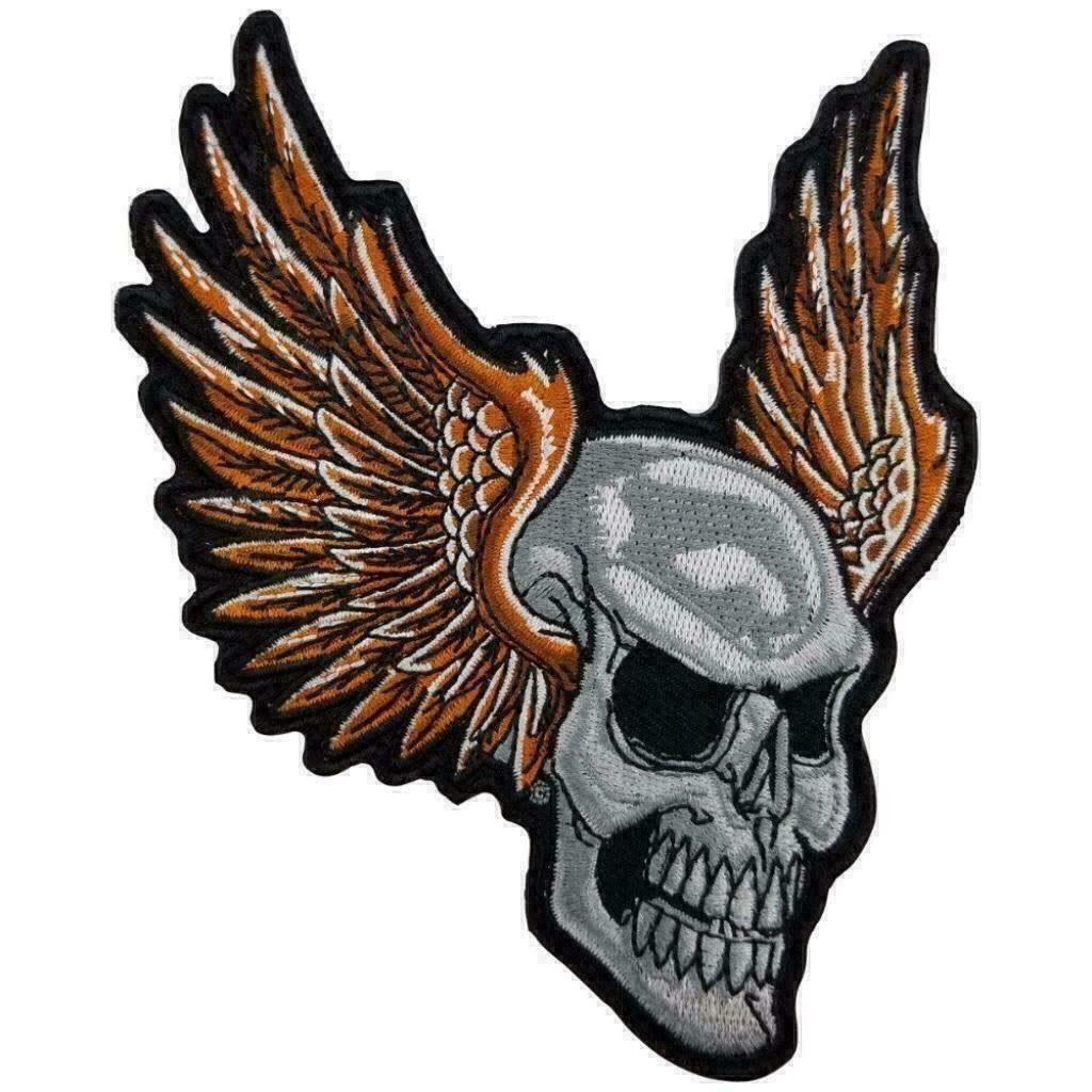 Boze schedel met vleugels biker strijk patch - 104 x 128 mm, Ophalen of Verzenden, Nieuw