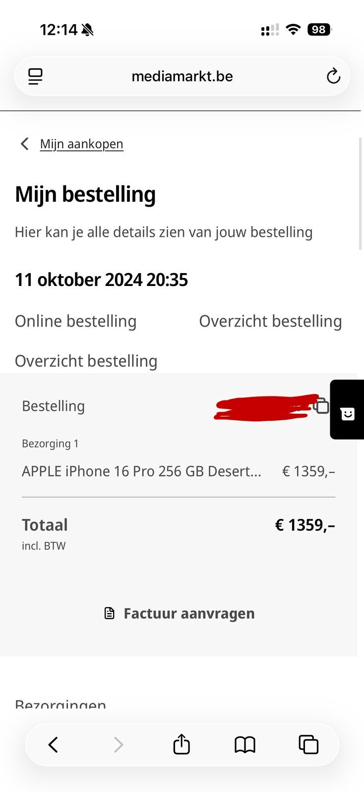 iPhone 16 Pro 256 GB – Nieuwstaat, Ophalen, Zo goed als nieuw, IPhone 16 Pro