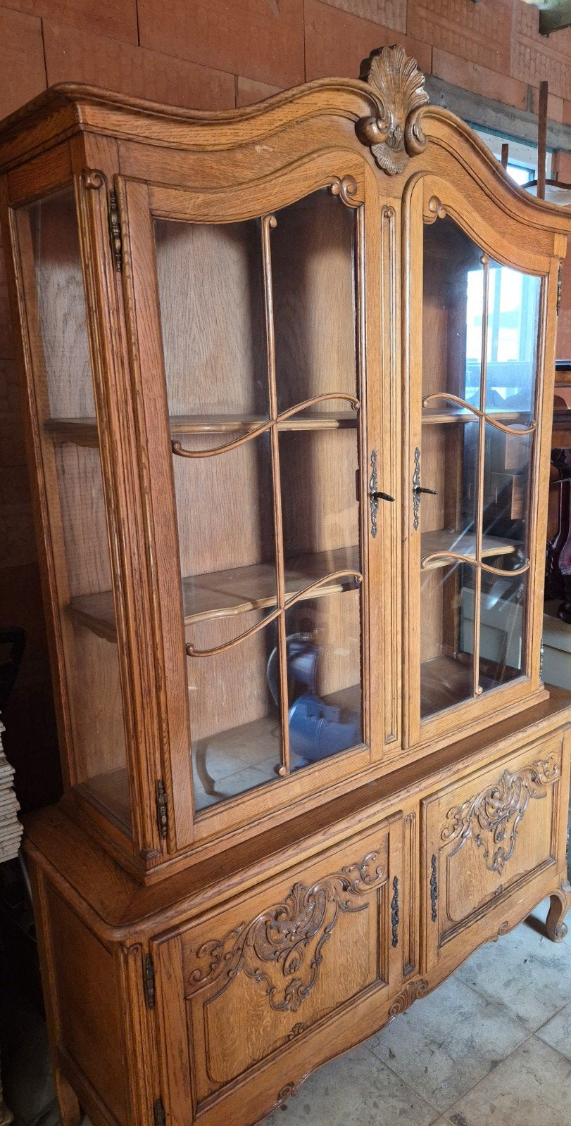 eikenhouten vitrinekast, Huis en Inrichting, Kasten | Vitrinekasten, Ophalen, 100 tot 150 cm, Klassiek, Eikenhout