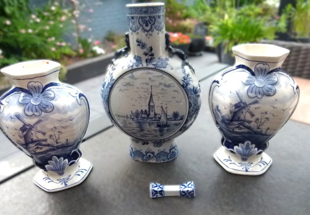 ensemble d'armoires bleu de Delft antique 3 pièces, Antiquités & Art, Enlèvement ou Envoi
