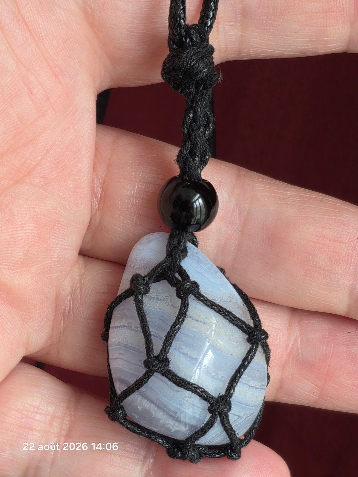 Pendentif avec agate dentelle naturelle, Neuf, Pierre ou Minéral, Enlèvement, Avec pierre précieuse