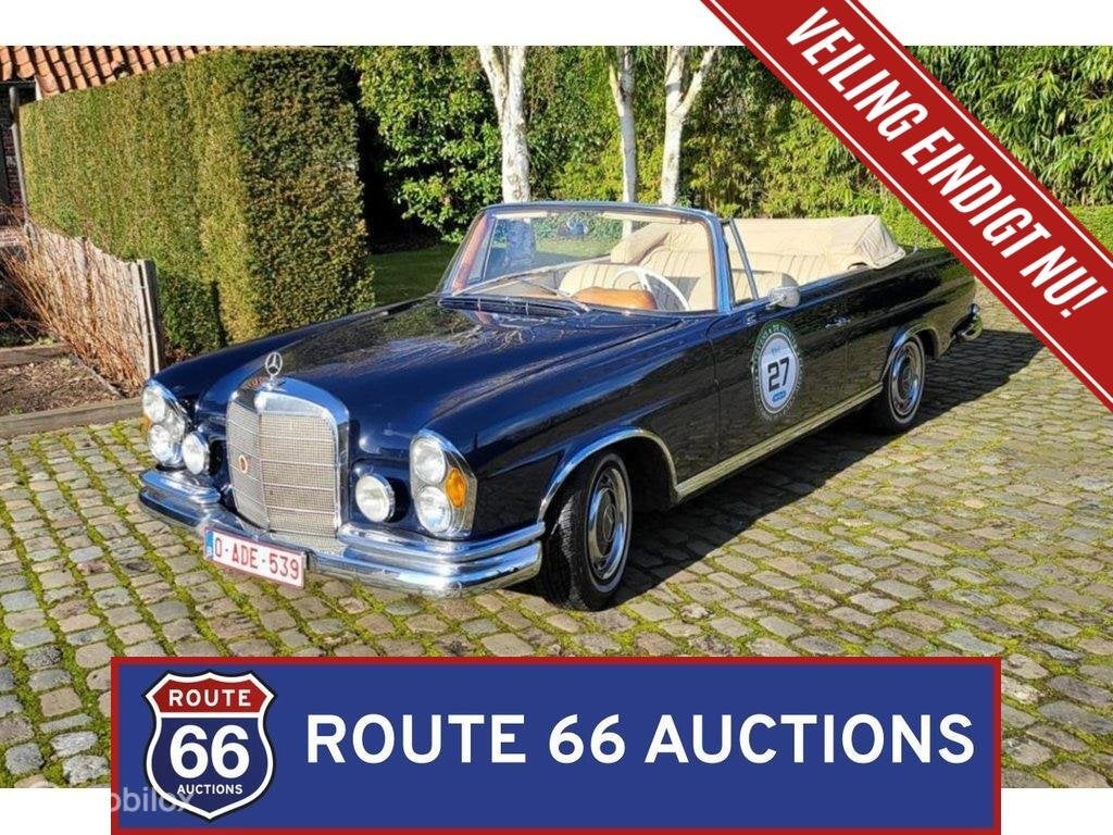 Mercedes-Benz 220SE Cabriolet | 1965 | Route 66 Auctions, Auto's, Zwart, Mercedes-Benz, Bedrijf, Handgeschakeld