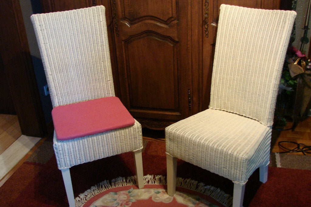 4 rotan stoelen wit, Huis en Inrichting, Ophalen, Wit, Riet of Rotan, Zo goed als nieuw