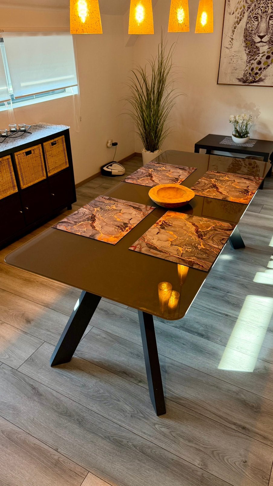 Tafel antraciet met glazen blad 200x90 cm, Huis en Inrichting, Tafels | Eettafels, Ophalen, Gebruikt, Vijf personen of meer, Glas