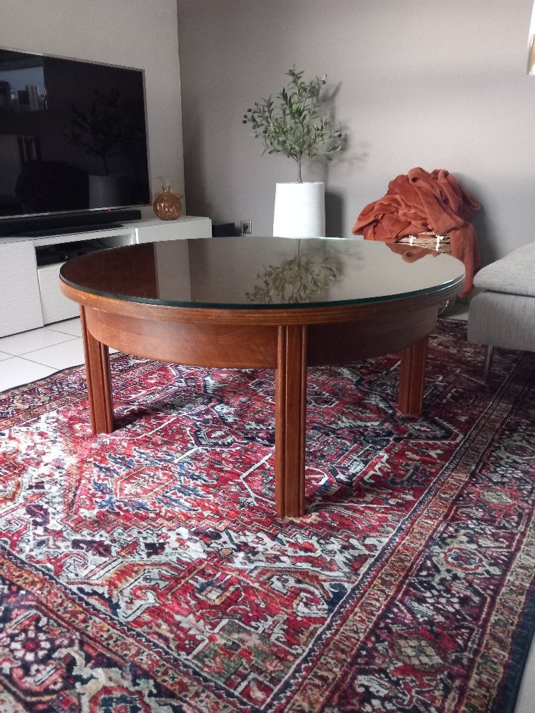 Eiken salontafel 1m diameter, Huis en Inrichting, Ophalen, 50 tot 100 cm, Vintage/retro, 50 tot 100 cm