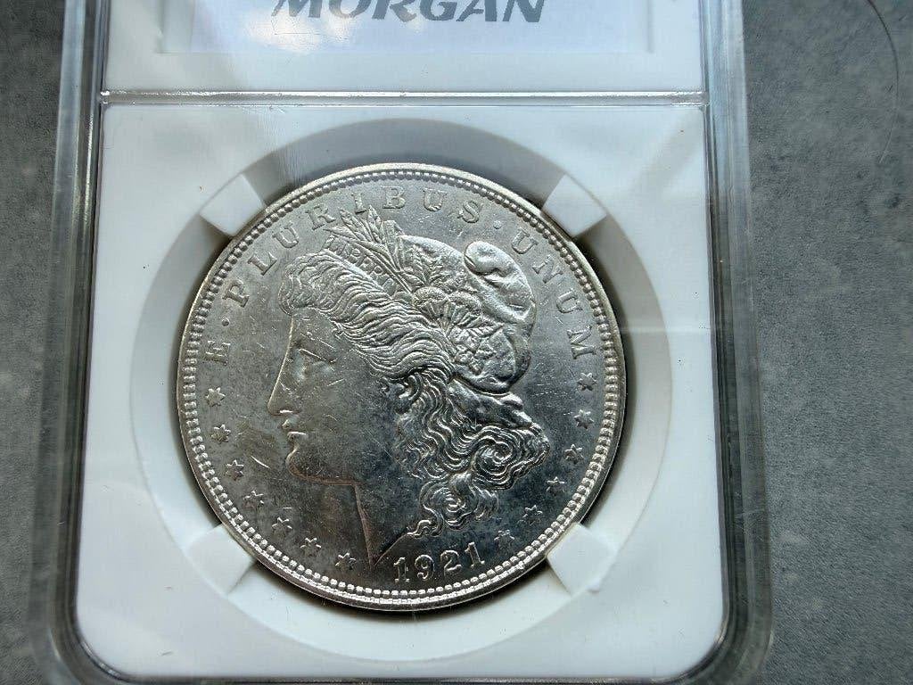Morgan dollar 1921 d, Verzenden, Zilver