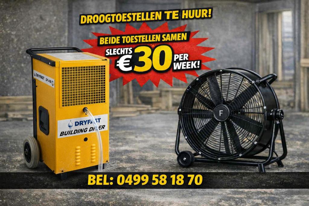 Goedkoop bouwdroger huren + GRATIS VENTILATOR, Doe-het-zelf en Bouw, Ophalen, Nieuw
