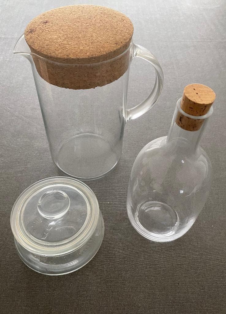Lot: Pichet avec couvercle + 2 autres objets, Enlèvement, Comme neuf, Verre, Moderne
