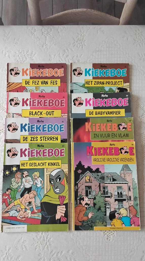 8 strips Kiekeboe, Gelezen, Merho, Ophalen of Verzenden, Meerdere stripboeken