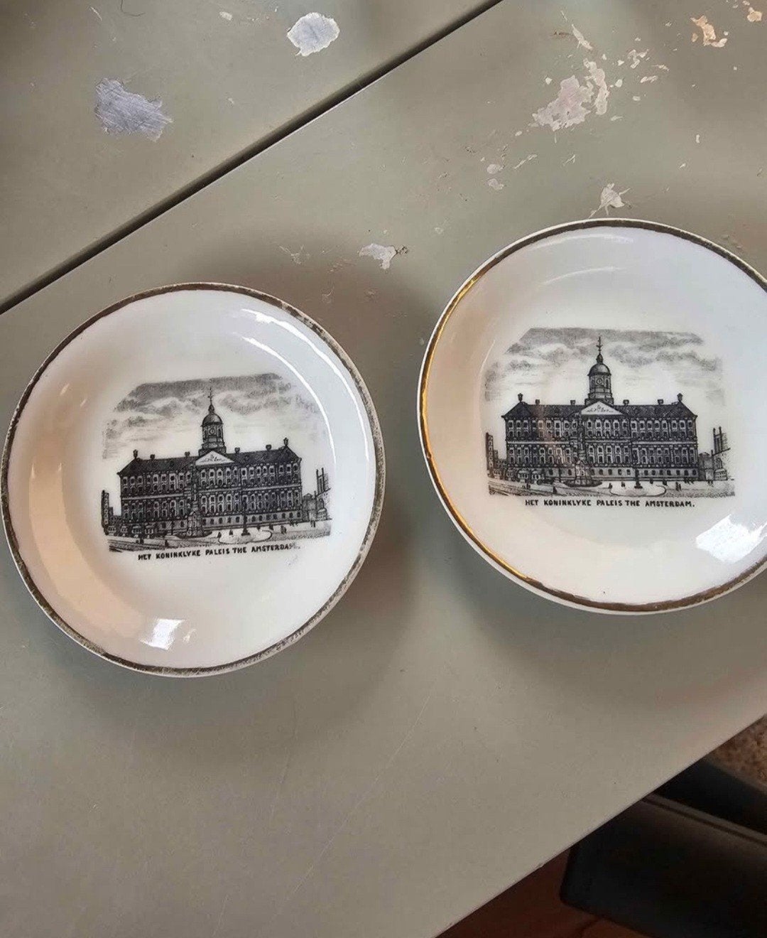 Zeldzame set van 2 antieke Kroningskopjes + Schotels (Wilhel, Ophalen