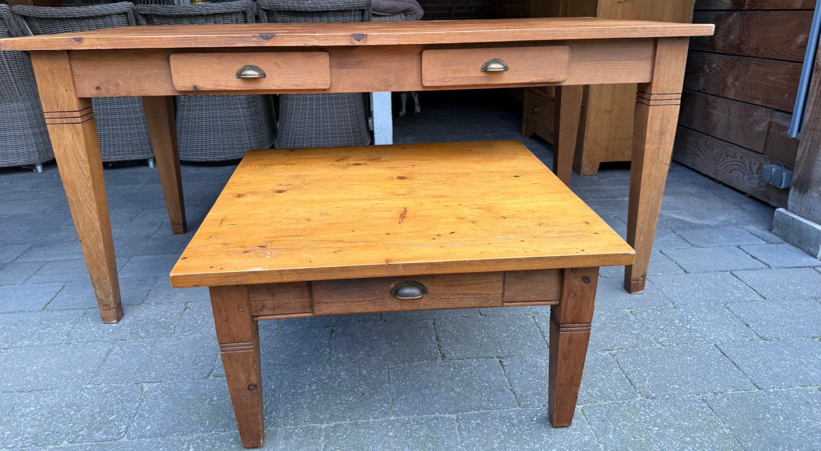 Zware oud geloogd grenen salontafel tafel, Huis en Inrichting, Tafels | Salontafels, Ophalen, Gebruikt
