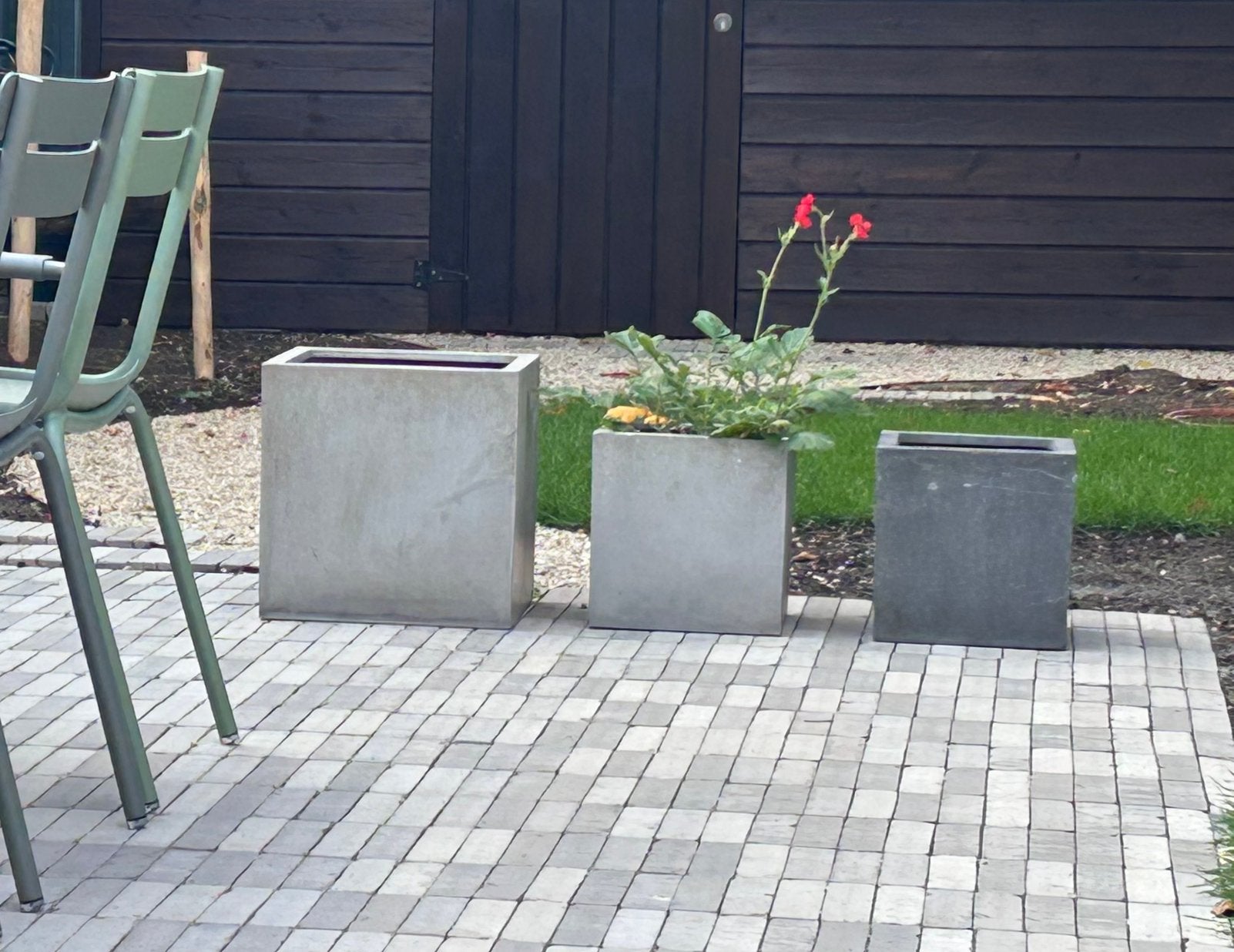 Vierkante bloembakken betonlook, Tuin en Terras, Ophalen, Gebruikt, Vierkant