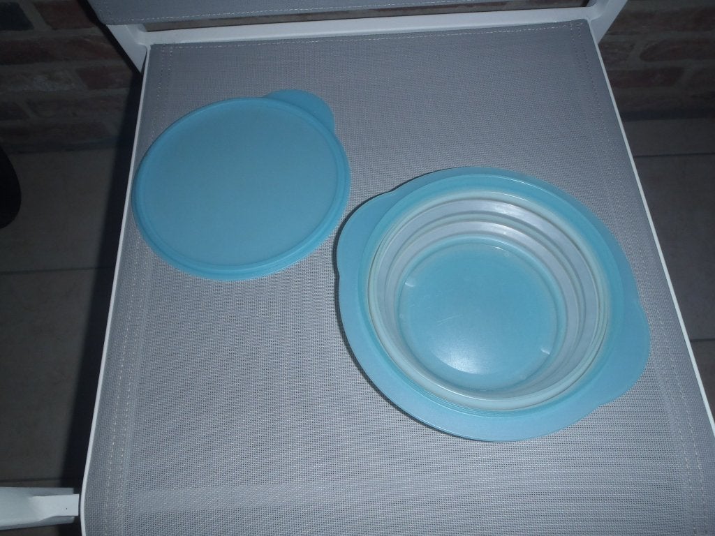 Opvouwbaar blauw tupperware, Blauw, Ophalen of Verzenden, Zo goed als nieuw, Met deksel