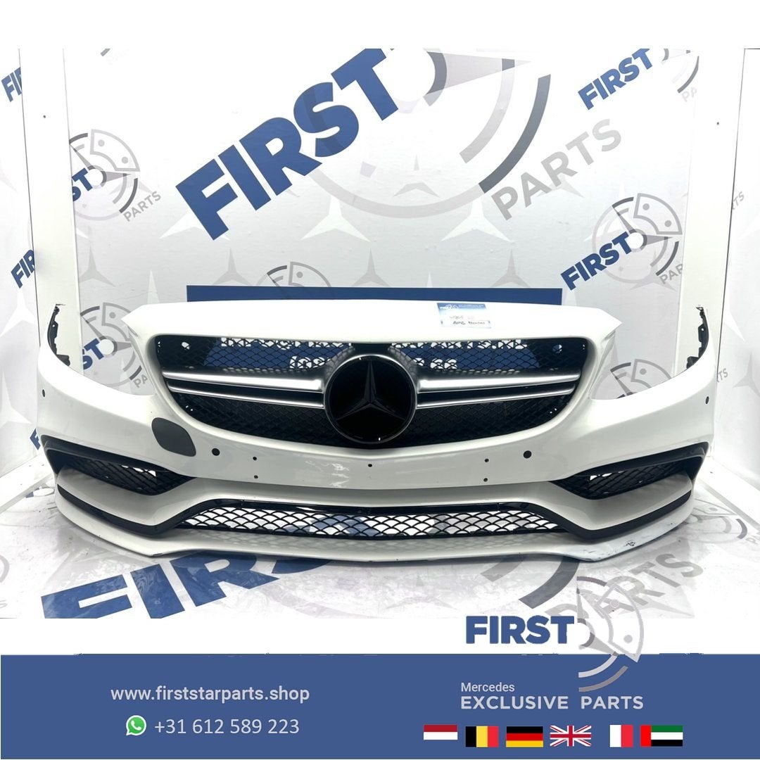 W205 C63 S AMG Voorbumper wit Mercedes c klasse 2018 bumper, Utilisé, -, Avant, -