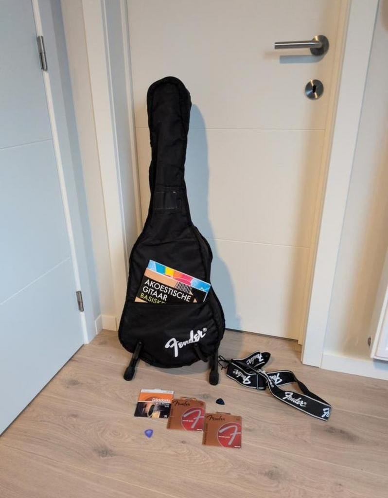 Fender Akoestische Gitaar Set (Zwart) - Complete beginnersse, Ophalen, Zo goed als nieuw
