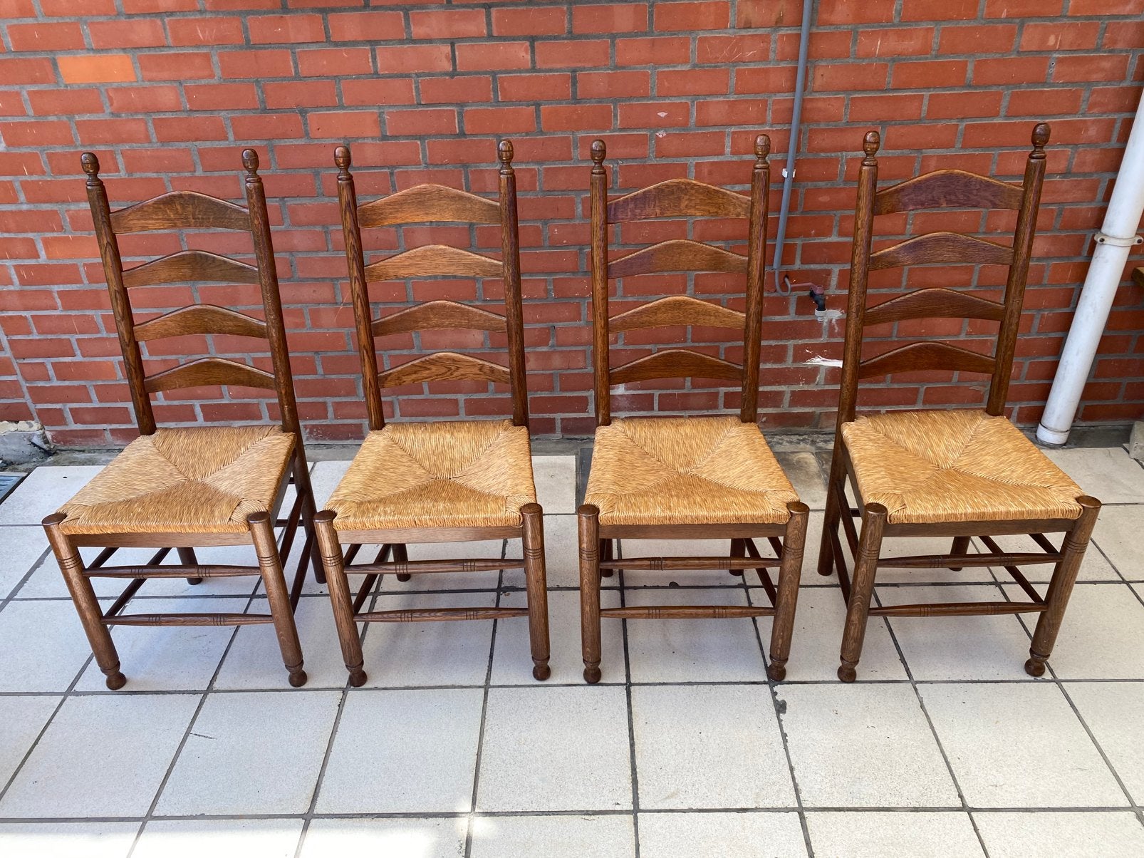 4 chaises en chêne, Maison & Meubles, Chaises, Brun, Enlèvement, Utilisé, Bois