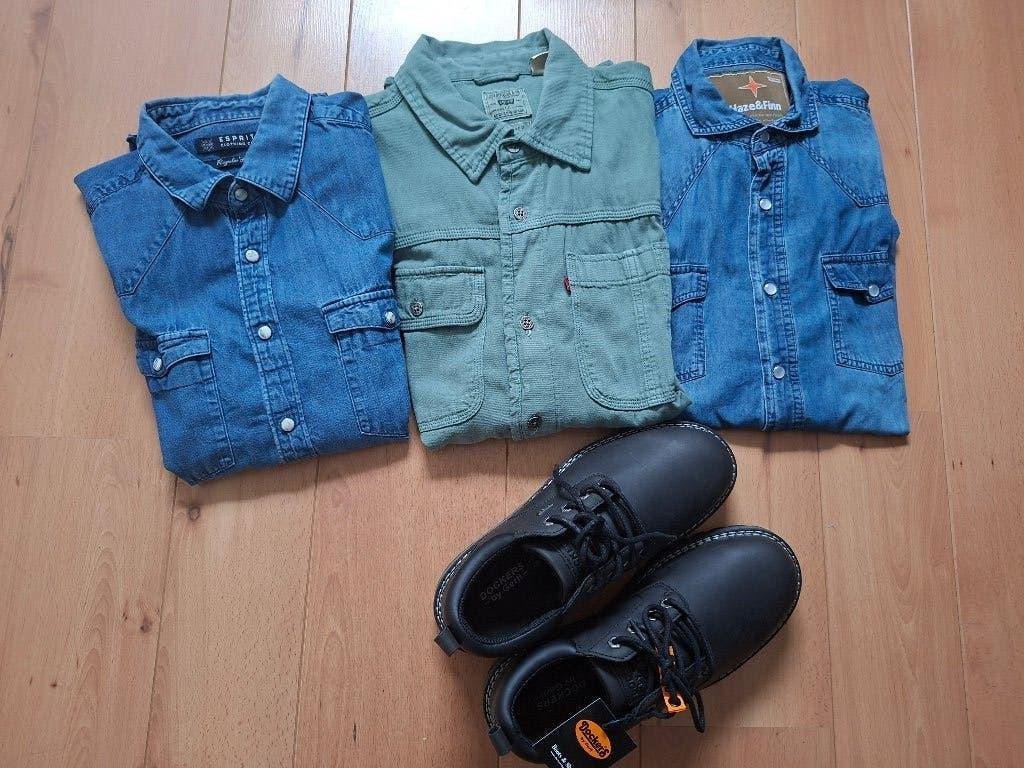 3xJeanshemd: Levi's, Haze&Finn, esprit + schoenen Dockers, Ophalen of Verzenden, Maat 48/50 (M)