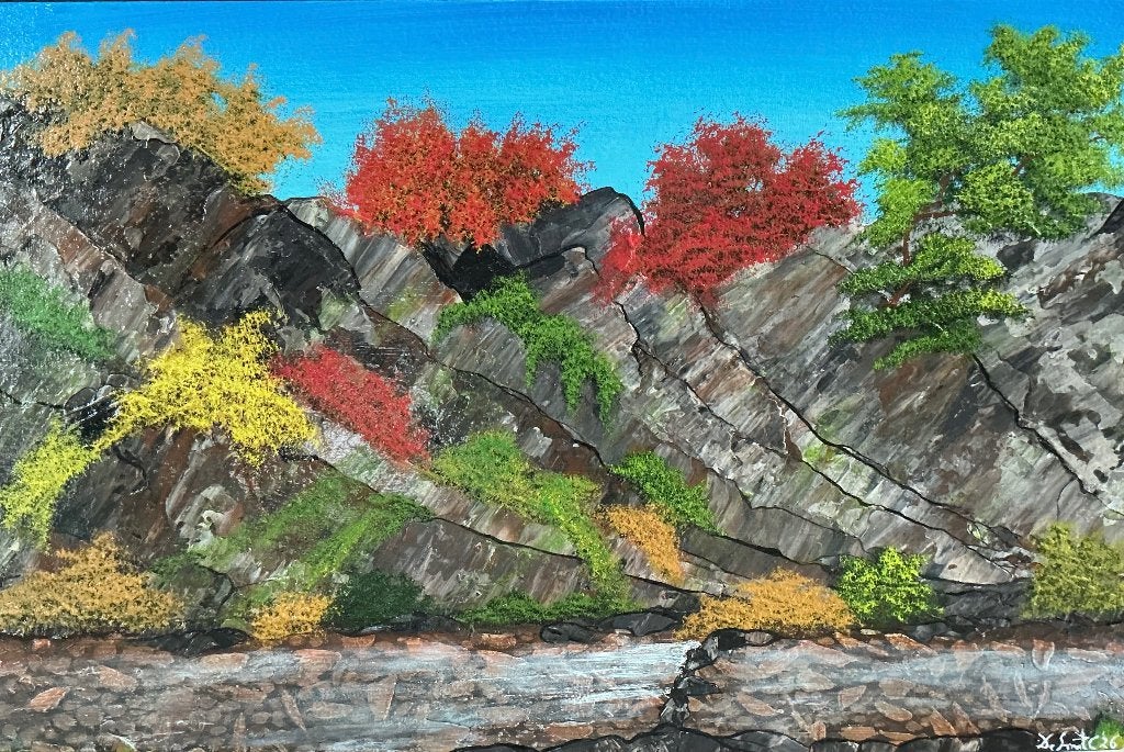Schilderij Rotsen Houffalize Ardennen, Antiek en Kunst, Ophalen